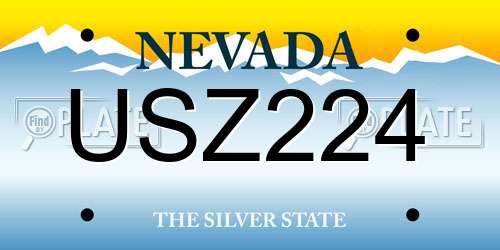 USZ224 Nevada License Plate