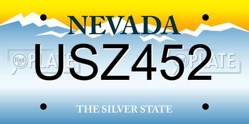 USZ452 Nevada License Plate