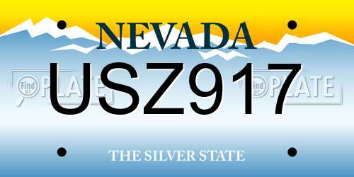 USZ917 Nevada License Plate
