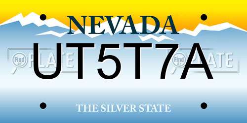 UT5T7A Nevada License Plate