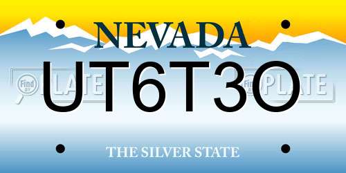 UT6T3O Nevada License Plate