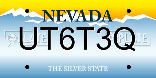 UT6T3Q Nevada License Plate