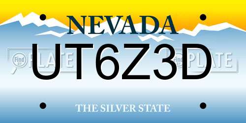 UT6Z3D Nevada License Plate