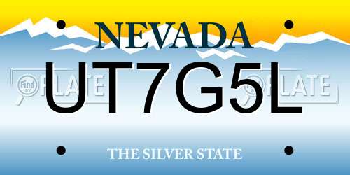 UT7G5L Nevada License Plate