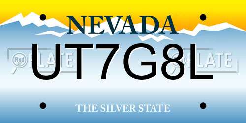 UT7G8L Nevada License Plate