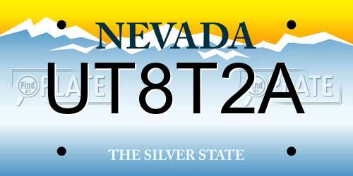 UT8T2A Nevada License Plate