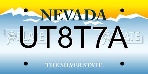 UT8T7A Nevada License Plate