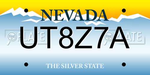 UT8Z7A Nevada License Plate