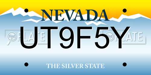 UT9F5Y Nevada License Plate