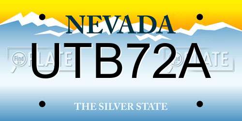 UTB72A Nevada License Plate