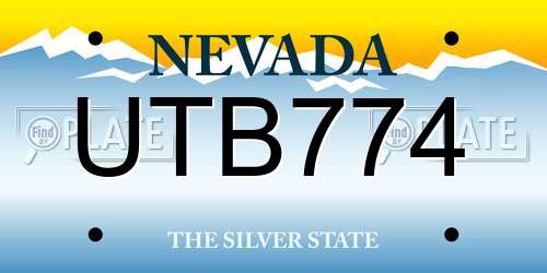 UTB774 Nevada License Plate