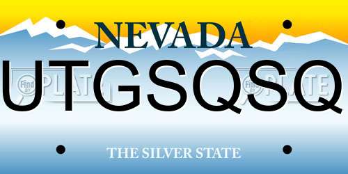 UTGSQSQ Nevada License Plate