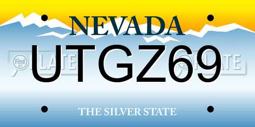UTGZ69 Nevada License Plate