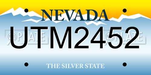 UTM2452 Nevada License Plate