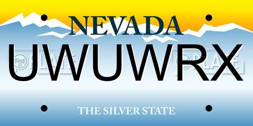 UWUWRX Nevada License Plate