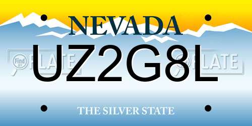 UZ2G8L Nevada License Plate