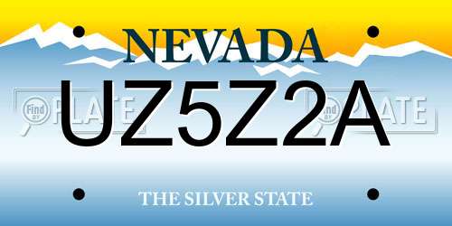 UZ5Z2A Nevada License Plate