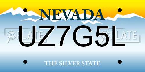 UZ7G5L Nevada License Plate