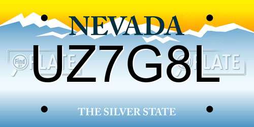 UZ7G8L Nevada License Plate