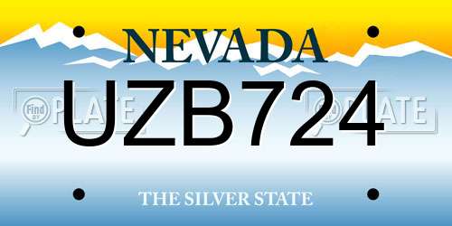 UZB724 Nevada License Plate