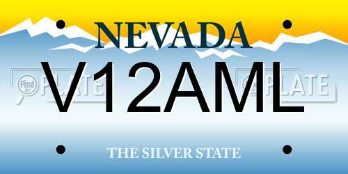 V12AML Nevada License Plate