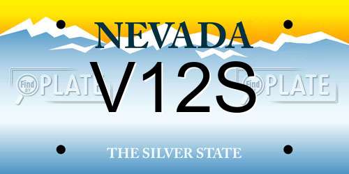 V12S Nevada License Plate