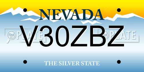 V30ZBZ Nevada License Plate