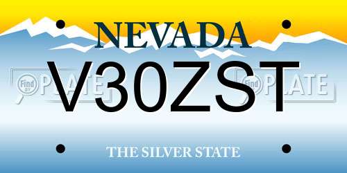 V30ZST Nevada License Plate