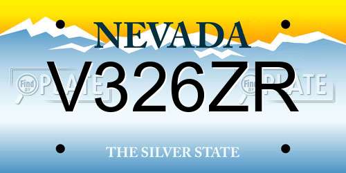 V326ZR Nevada License Plate