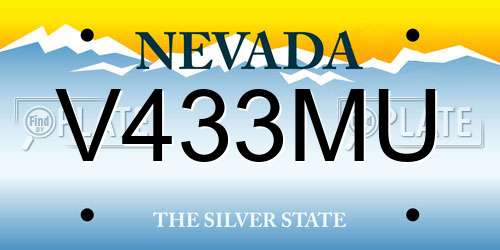 V433MU Nevada License Plate