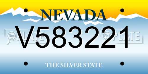 V583221 Nevada License Plate