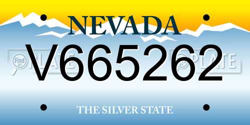 V665262 Nevada License Plate