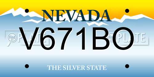 V671BO Nevada License Plate