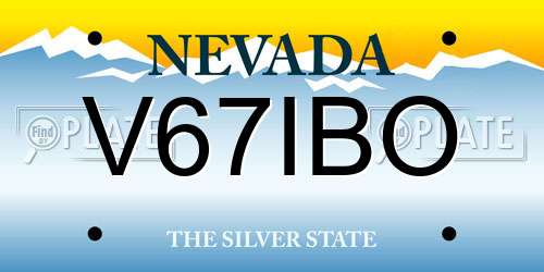 V67IBO Nevada License Plate