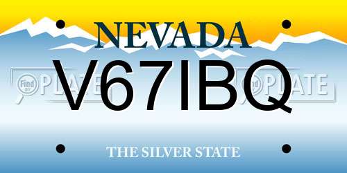 V67IBQ Nevada License Plate