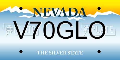 V70GLO Nevada License Plate