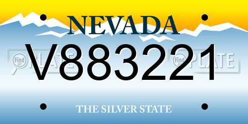 V883221 Nevada License Plate