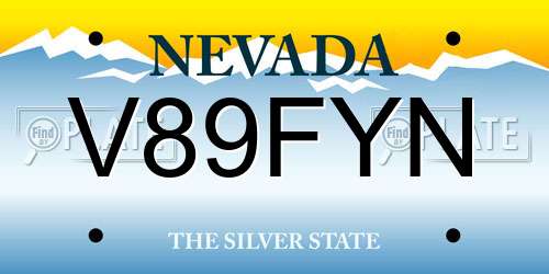 V89FYN Nevada License Plate
