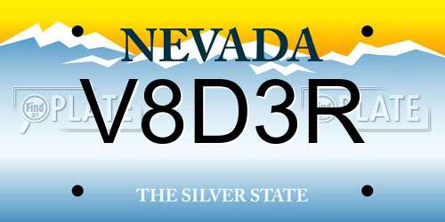V8D3R Nevada License Plate