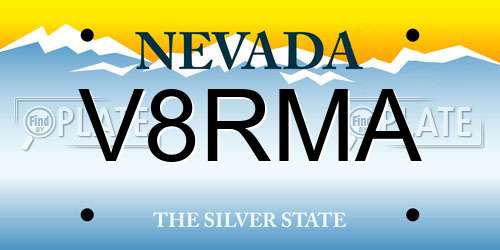 V8RMA Nevada License Plate