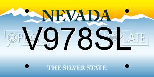 V978SL Nevada License Plate