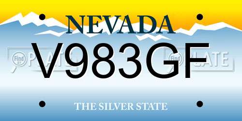 V983GF Nevada License Plate
