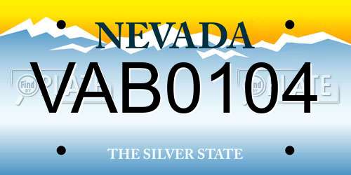 VAB0104 Nevada License Plate