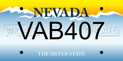 VAB407 Nevada License Plate