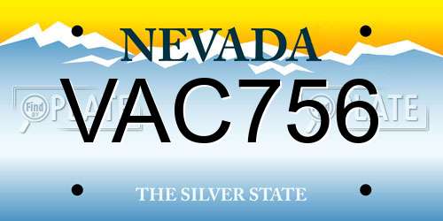 VAC756 Nevada License Plate