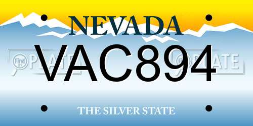 VAC894 Nevada License Plate