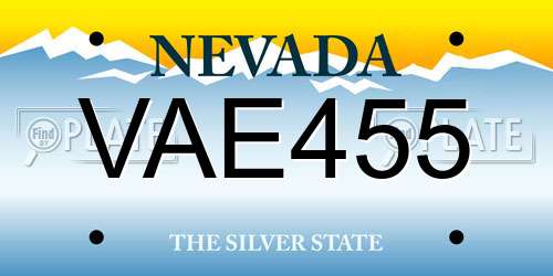VAE455 Nevada License Plate