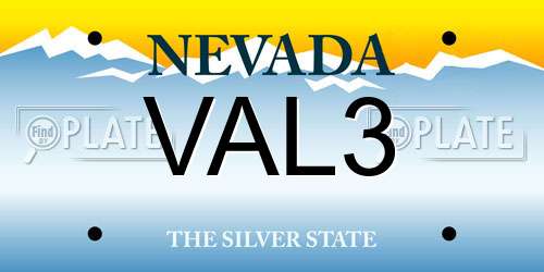VAL3 Nevada License Plate