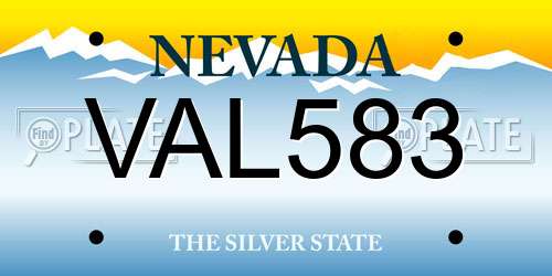 VAL583 Nevada License Plate