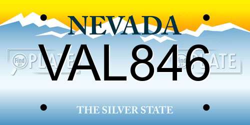 VAL846 Nevada License Plate